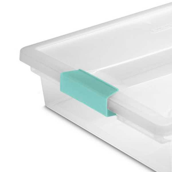 Sterilite Large Plastic Clip Box with Aquarium Latches, Clear/Blue, 5.5 qt