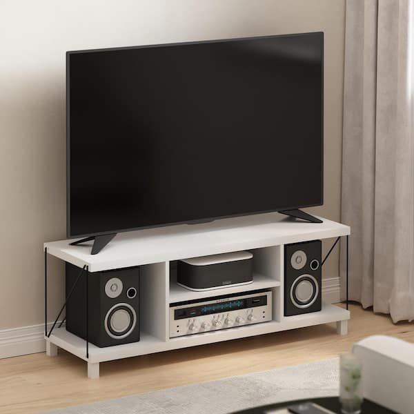 Furinno Besi White TV Stand Entertainment Center Fits TV's up to 50 in.