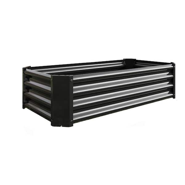 4 x 2 x 1 ft. Outdoor Metal Raised Garden Bed, Rectangle Raised Planter Box for Flowers Plants Vegetables Herb, Black