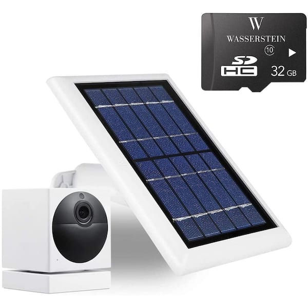 Wasserstein 2-Watt 5-Volt White Solar Panel for Wyze Cam Outdoor (Additional 32GB Micro SD Card Included)