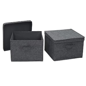 9.5 Gal. Square Fabric Storage Box with Lid in Graphite