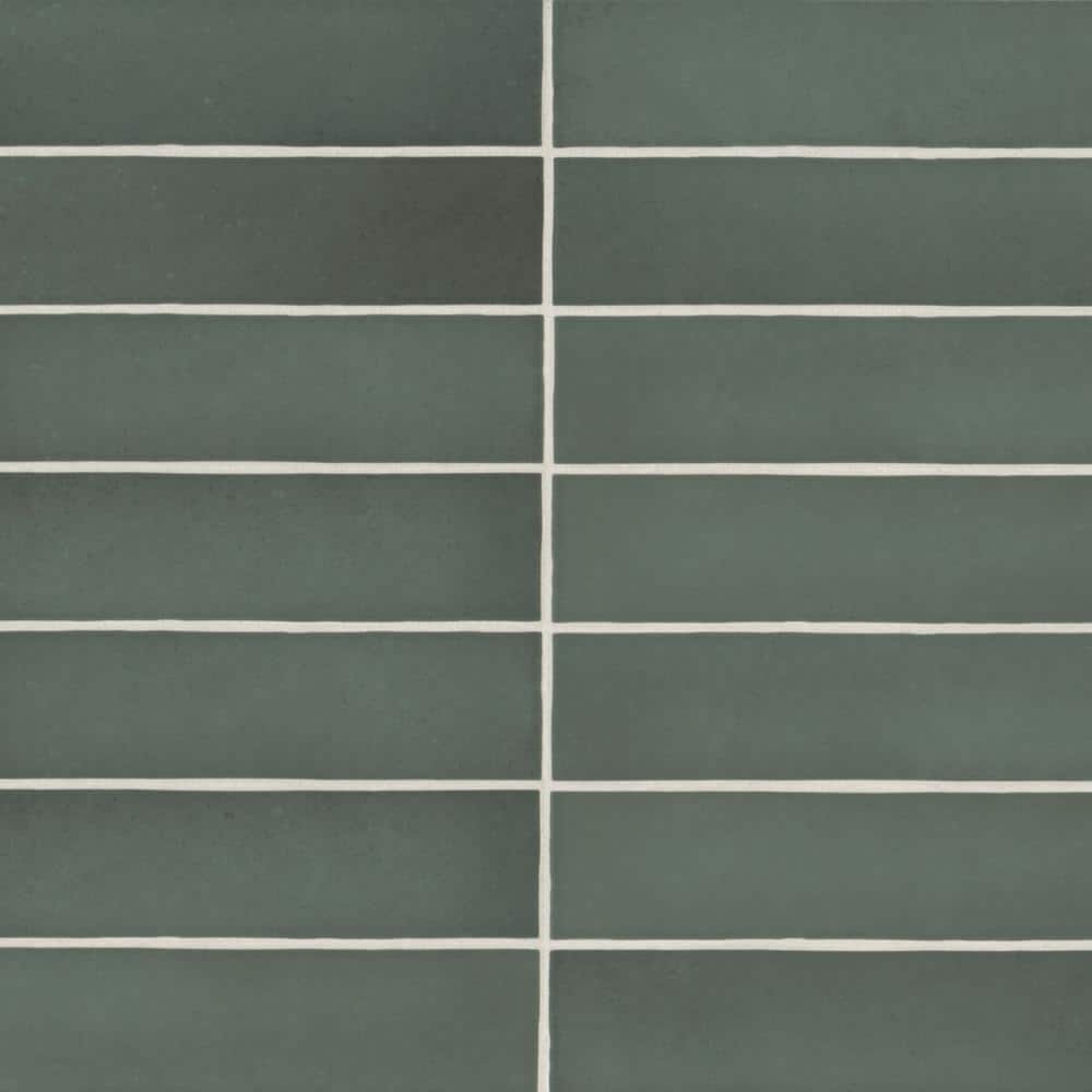 Makoto 2.5" x 10" Matte Green Ceramic Wall Tile