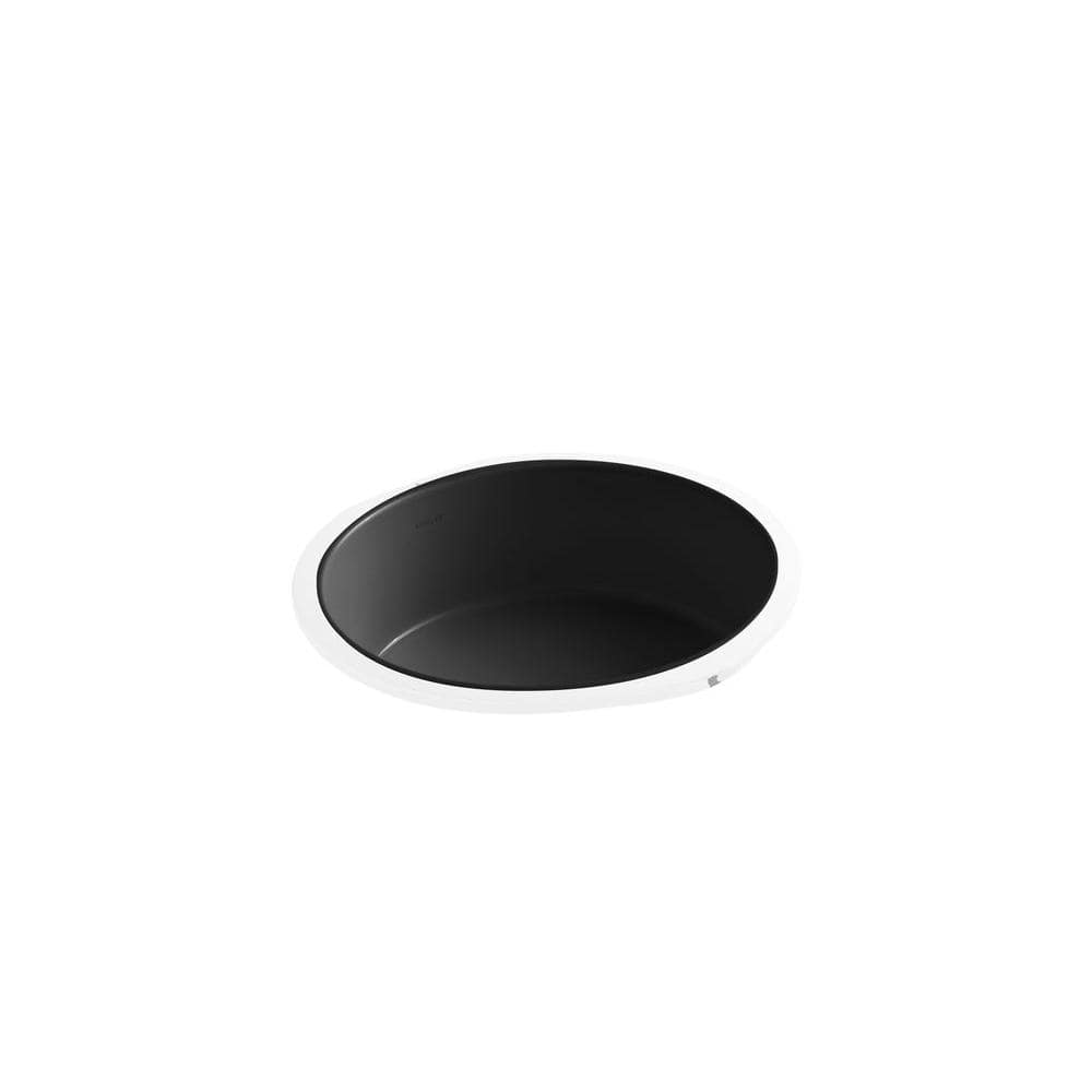 Verticyl Black Ceramic Round Undermount Bathroom Sink