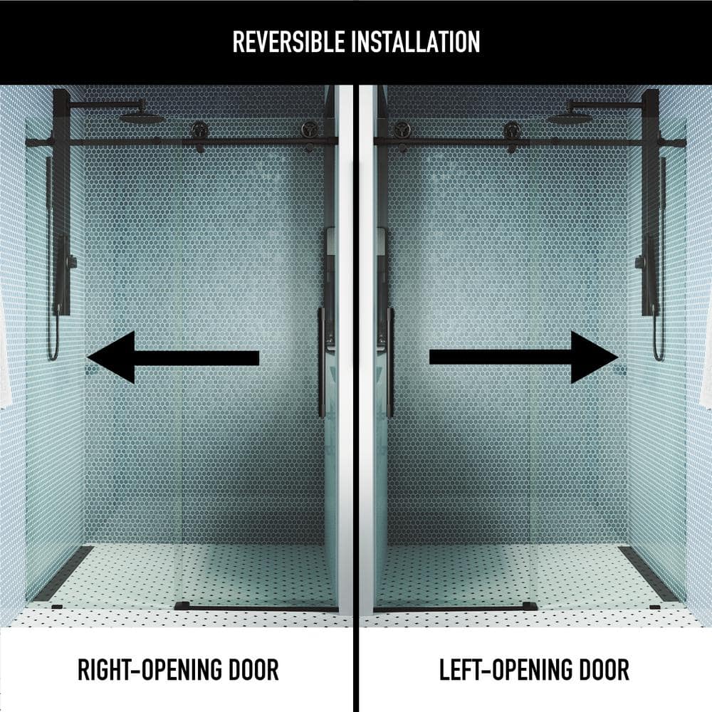 Cass 52" Wide Matte Black Frameless Sliding Shower Door