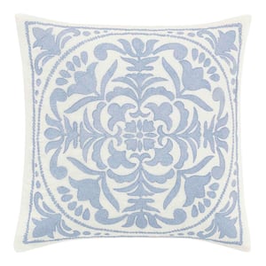 Mila Blue 1-Piece 18X18 Cotton Blend Throw Pillow