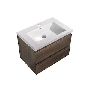 29.5 in. W x 18.9 in. D x 22.5 in. H Bath Vanity in Gray Oak with White Vanity Top with White Basin