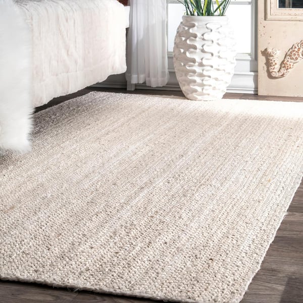 Rigo Chunky Loop Jute Off-White Doormat 3 ft. x 5 ft. Area Rug