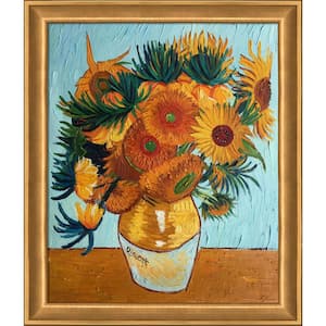 Sunflower Collage by Originals Muted Gold Glow Framed Abstract Oil Painting Art Print 24 in. x 28 in.