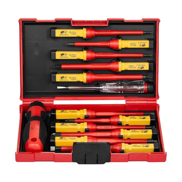 Insulated Screwdriver Set, 1000 V Insulated Electrician Tool Set, 13-Piece Professional Electrical Screwdriver Set