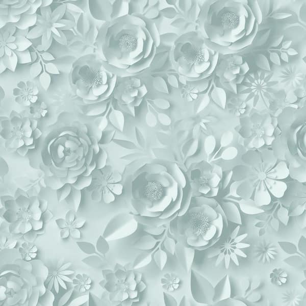Paper Flowers Green Wallpaper