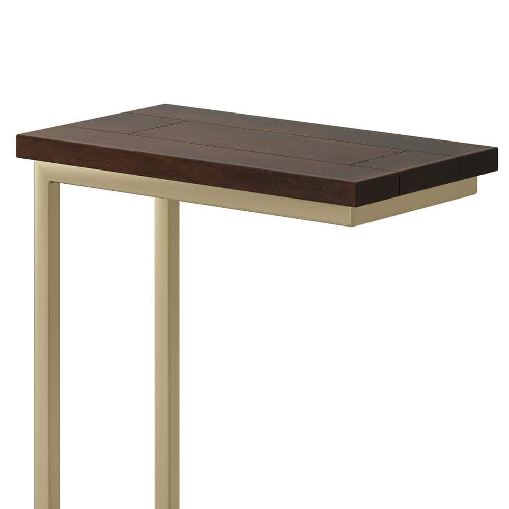Skyler Medium Brown Mango Wood and Gold Metal C Side Table