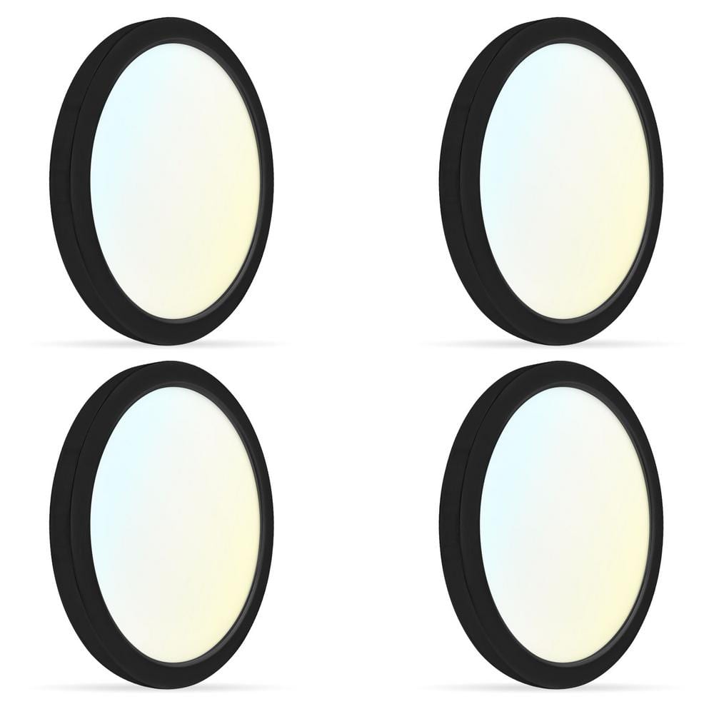 9 in. Black Modern Flush Mount Ceiling Light Fixture LED integrated 18-Watt 1250LM 5CCT 2700K-5000K Dimmable (4-Pack) price history on PriceWatchPro
