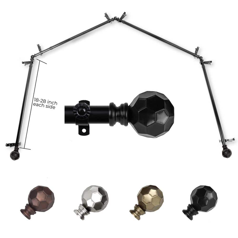 "13/16"" Christiano 4-Sided Bay Window Curtain Rod (18-28 inch each side)-Black" price history on PriceWatchPro