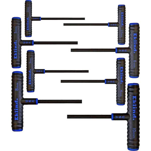 Eklind Tool Company Hex Key Set 8 Pc T-Handle 6In Metric 2-10Mm Cush 55168 