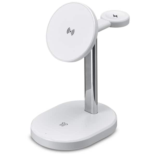 3-in-1 Wireless Charging Stand, Charges Phone, Smartwatch, and Earbuds, Output Power 15W Max, USB-C for DC Power, White