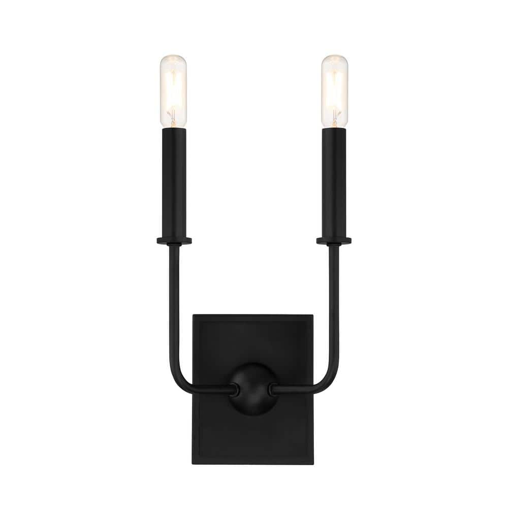 Matte Black 2-Light Dimmable Wall Sconce