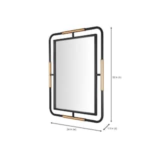 Medium Rectangle Black & Gold Modern Accent Mirror (32 in. H x 24 in. W)