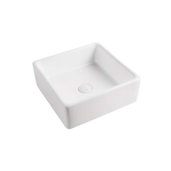 Elanti Square Vessel Bathroom Sink in White
