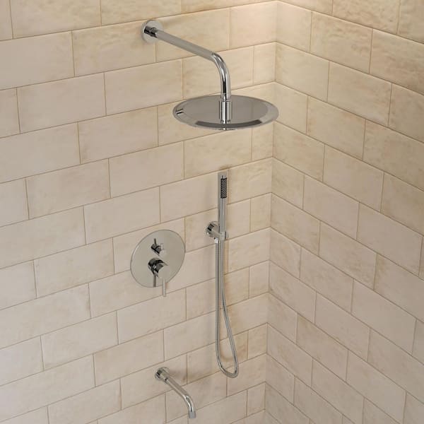 Pressure Balance Single Handle 3-Spray Shower Faucet 2.5 GPM with Anti Scald in Polished Chrome