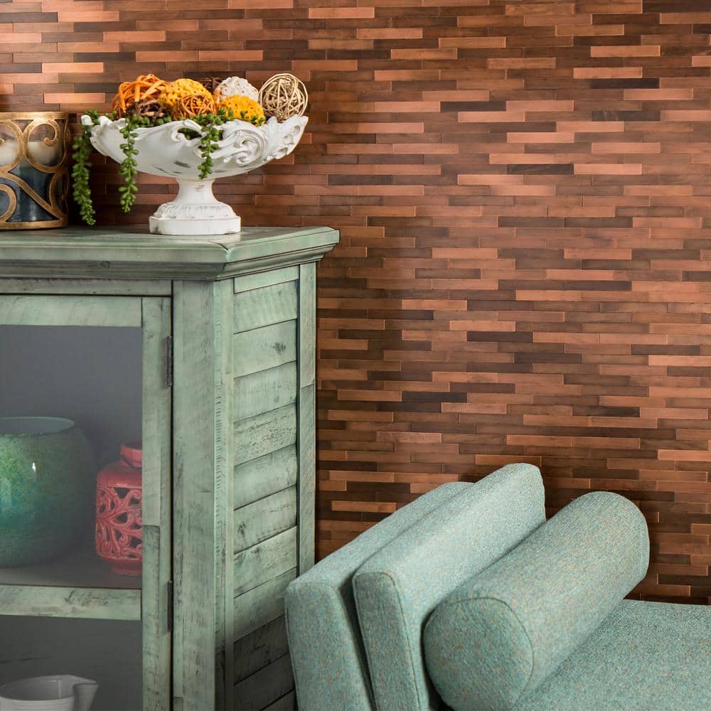 Aged Copper 13.5'' x 5.75'' Peel and Stick Metal Backsplash Tile
