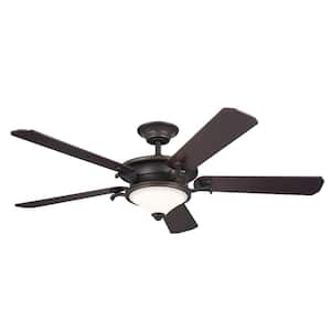 Rise 60 in. Indoor Olde Bronze Downrod Mount Ceiling Fan with Integrated LED with Wall Control Included