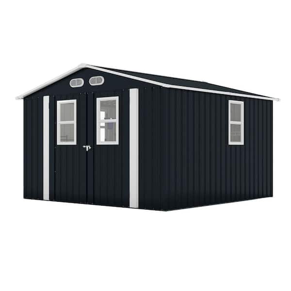 Noble House Eric 8 ft. W x 8 ft. D Dark Gray Metal Patio Outdoor