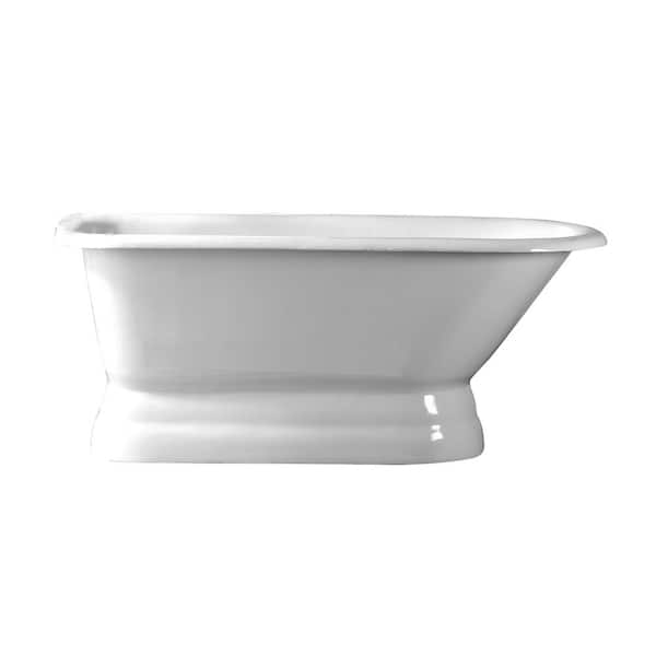 Barclay Products Clancy 66.125 in. Cast Iron Roll Top Flatbottom Non-Whirlpool Bathtub in White with Faucet Holes