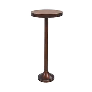Modern 10.3 in, Light Espresso Small Pedestal Wood End Table