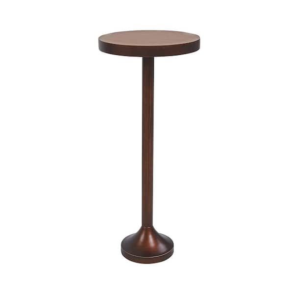 FUIN Modern 10.3 in, Light Espresso Small Pedestal Wood End Table