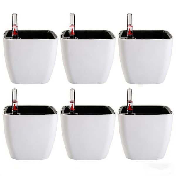 6 Pack Self Watering Planter with Water Level Indicator, Plastic Flower Pots Nested Container (5 in. W x 4.3 in. H)