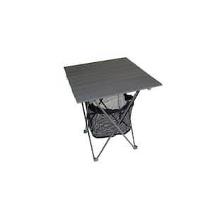27.25 in. Aluminum Roll Slate Graphite Grey Table with Storage