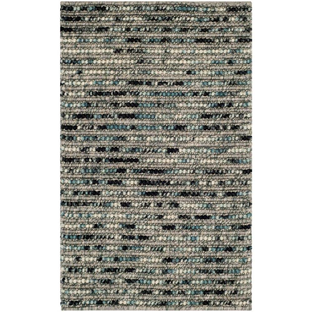 Hand-Knotted Grey Multi Wool and Cotton Bohemian Rug, 3' x 5'