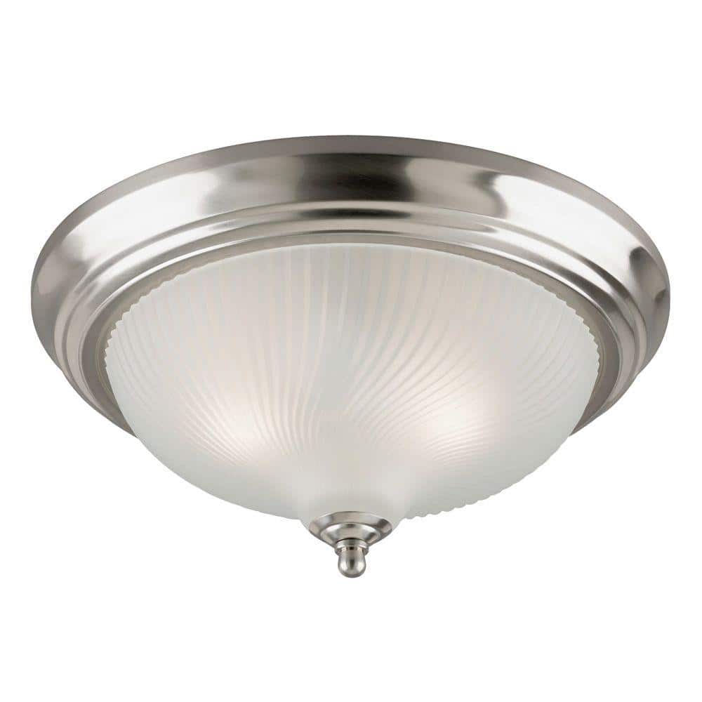 13" Brushed Nickel and Frosted Glass Flush Mount Ceiling Light