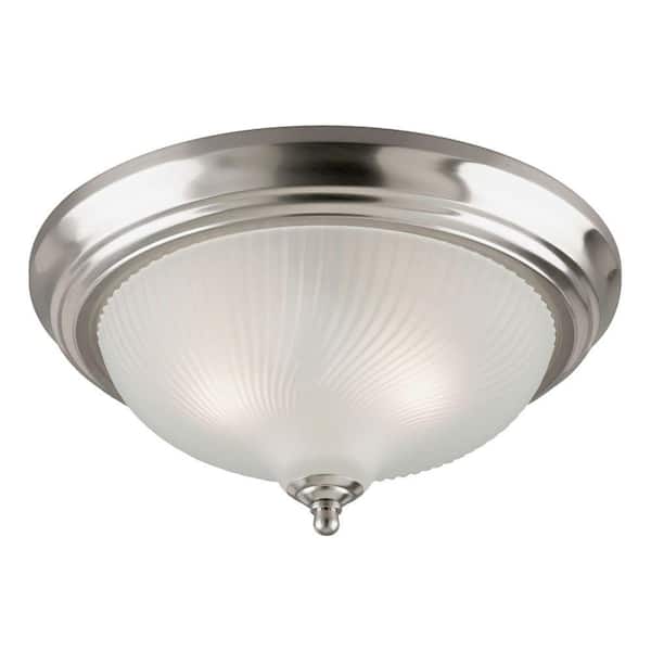 Westinghouse 2-Light Brushed Nickel Interior Ceiling Flush Mount with Frosted Swirl Glass