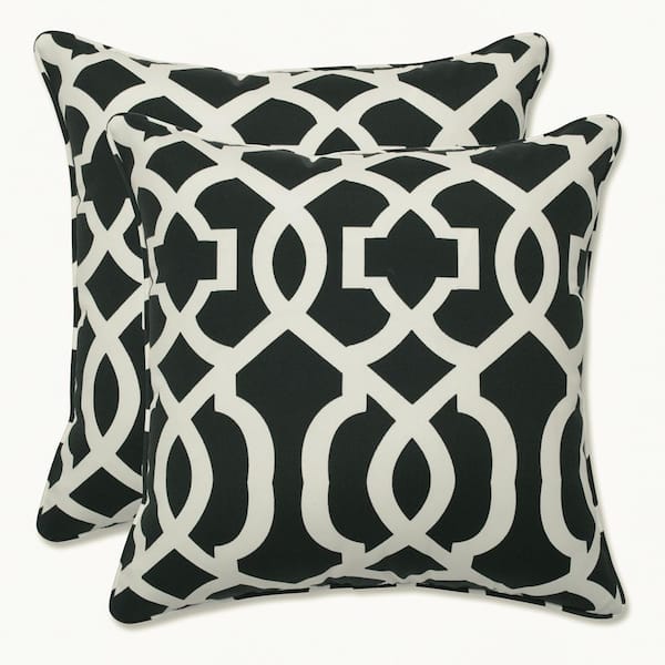 Black Square Outdoor Square Throw Pillow 2-Pack