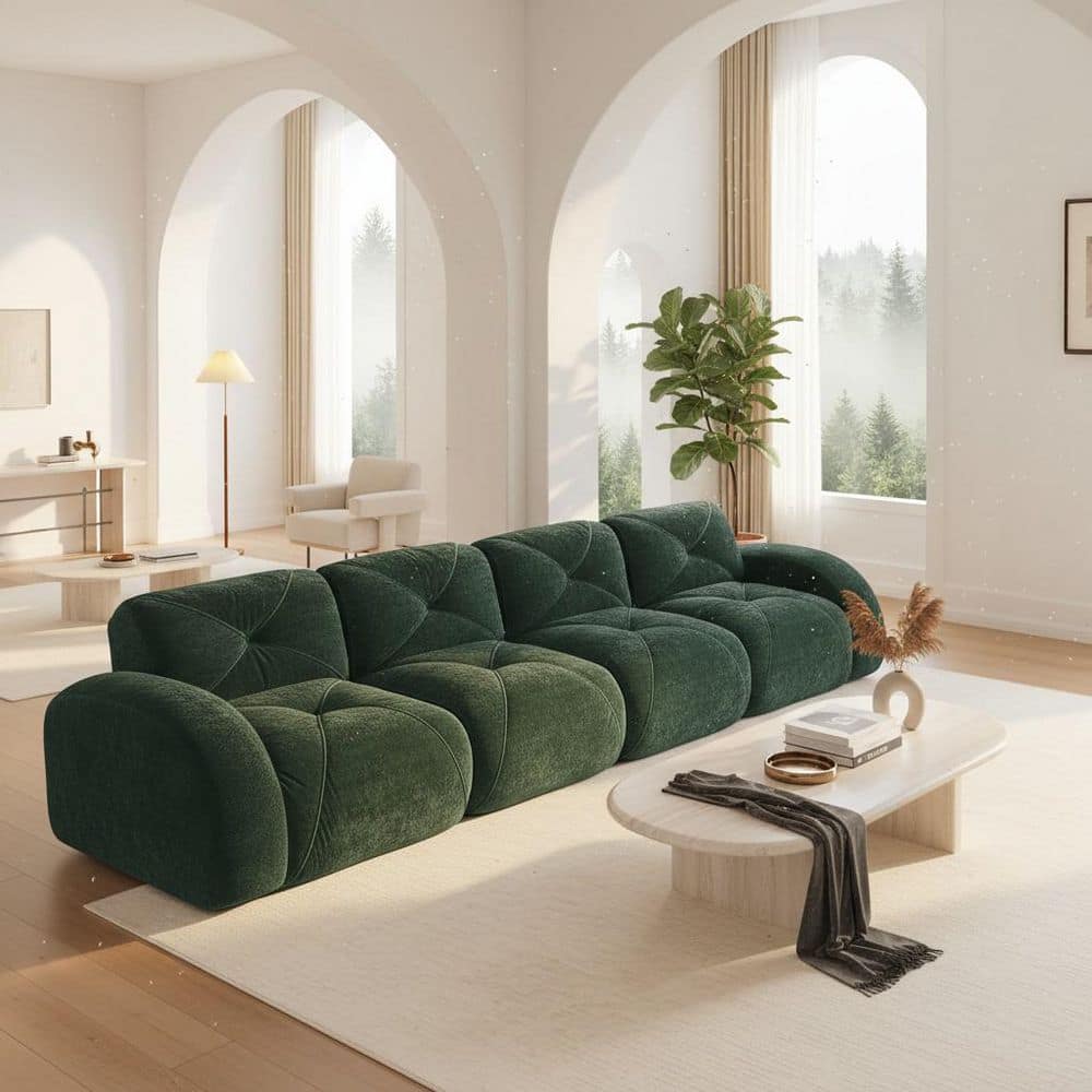 Homy Casa SAND 140.9 in. Oversize Modular Velvet 4-Seat Sectional