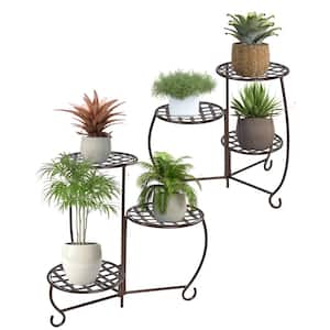 Checkered Bronze Metal Planter Stand (2-Pack)