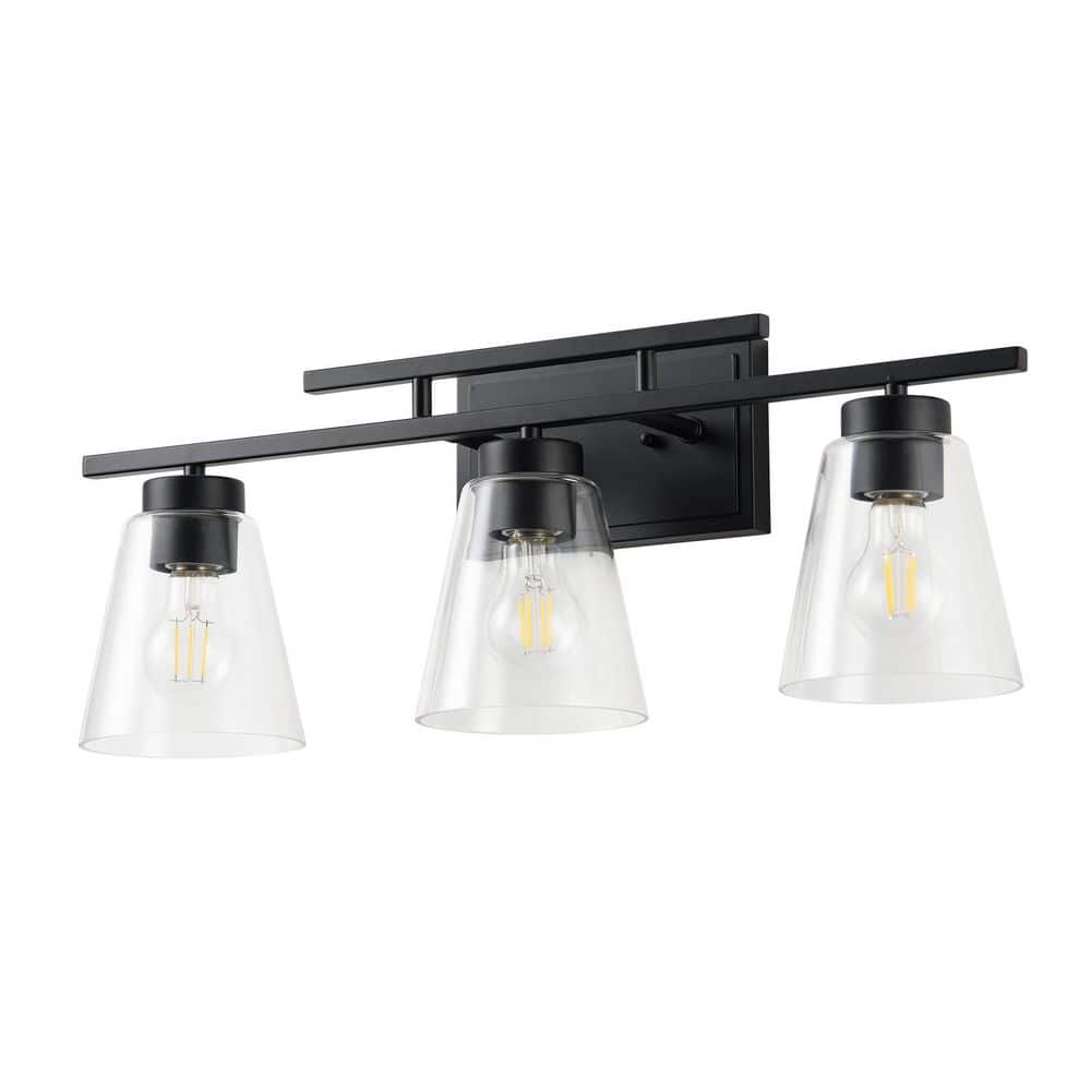 Modern 24.02 in. 3-Light Bathroom Vanity Light Fixture Over Mirrorwith Clea
