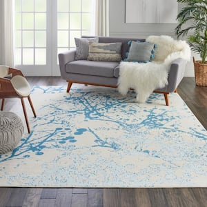 Jubilant Ivory/Blue 8 ft. x 10 ft. Moroccan Farmhouse Area Rug