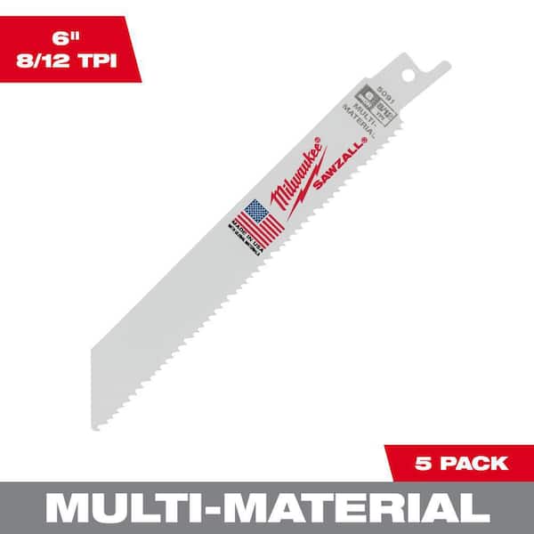 Milwaukee 6 in. 8/12 TPI Mutli-Material Cutting SAWZALL Reciprocating Saw Blades (5-Pack)