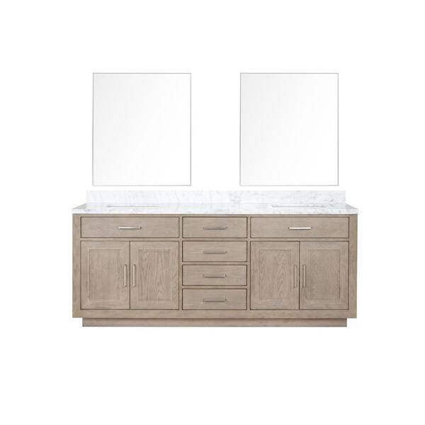 Lexora Condor 80 in W x 22 in D Grey Oak Double Bath Vanity, Carrara