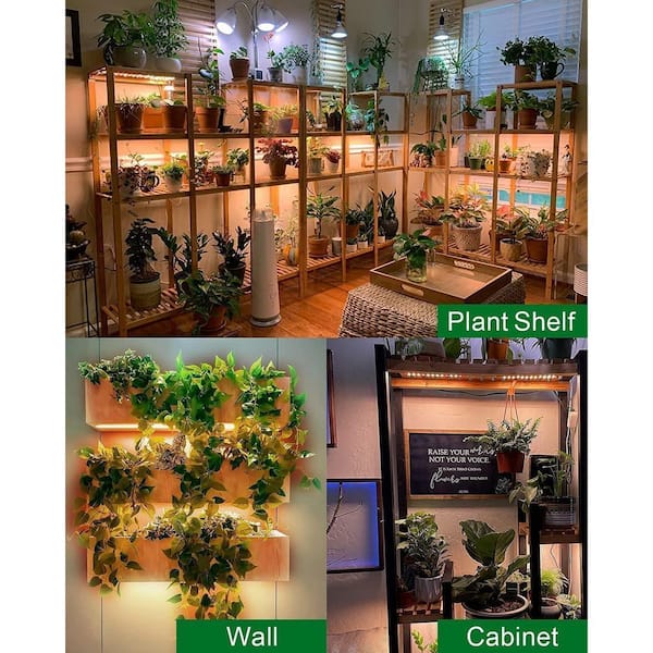 10.1 in. Ultra-Thin Panel Grow Light for Indoor Plants, Full Spectrum, Dimmable, 6/12/16H Timer Auto On/Off, Warm White