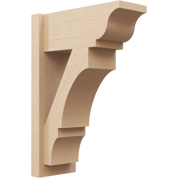 Ekena Millwork 8 in. x 26 in. x 18 in. Balboa Traditional Rough Cedar Woodgrain Timberthane Polyurethane Outlooker, Primed Tan