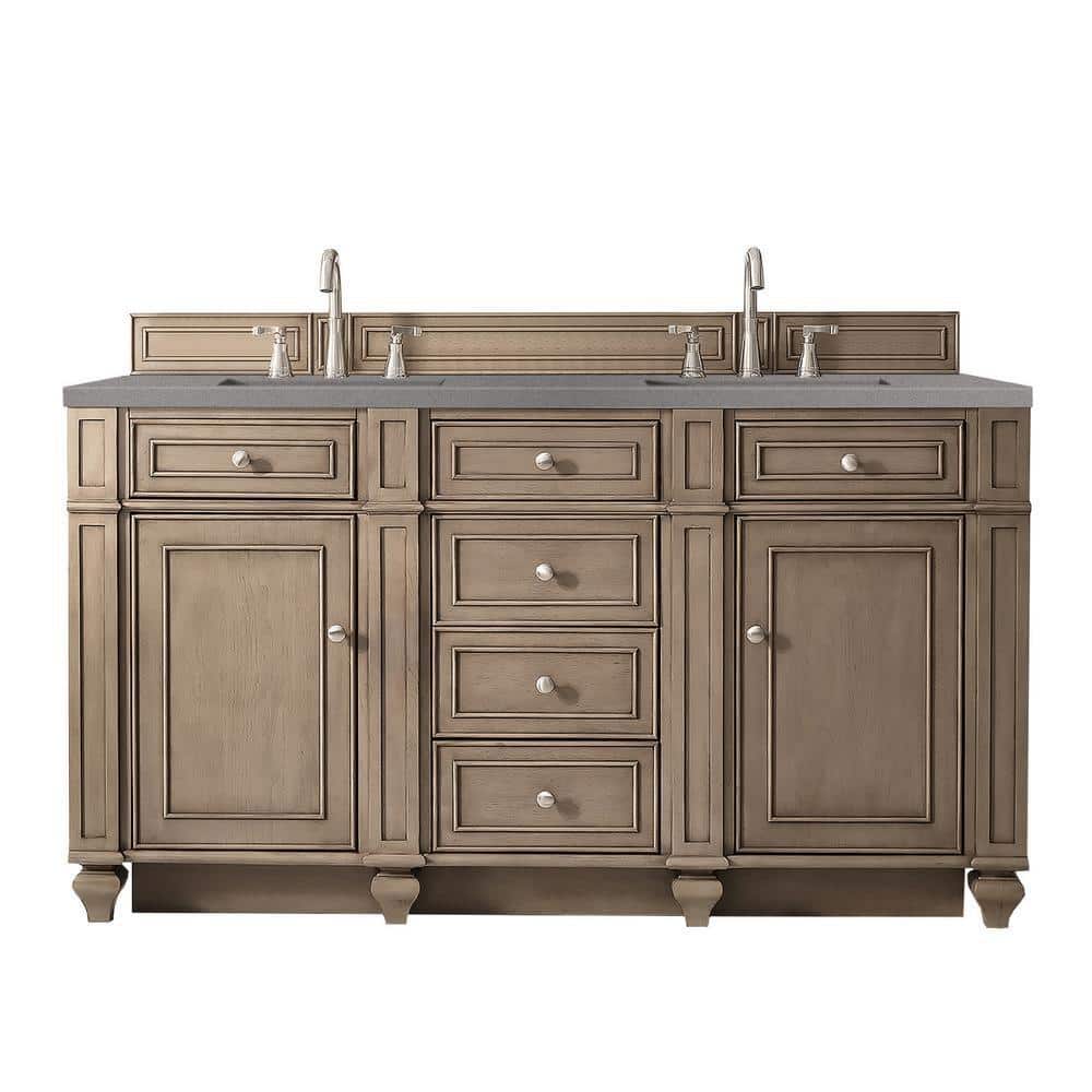 Bristol 60 in. W x 23.5 in. D x 34 in. H Double Vanity in Whitewashed Walnu
