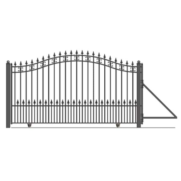 ALEKO St. Louis 16 ft. W x 6 ft. H Black Steel Single Slide Driveway with Gate Opener Fence Gate