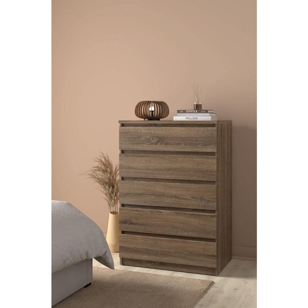 Scottsdale Truffle Gray 5-Drawer Engineered Wood Chest
