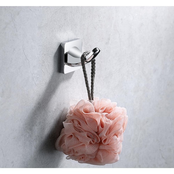 Bath Stainless Steel 2-Pack Wall Mounted J-Hook Robe Hook Towel Hook in Polished Chrome