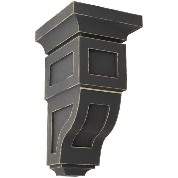 Ekena Millwork 4 in. x 8 in. x 4-3/4 in. Black Small Reyes Wood Vintage Decor Corbel