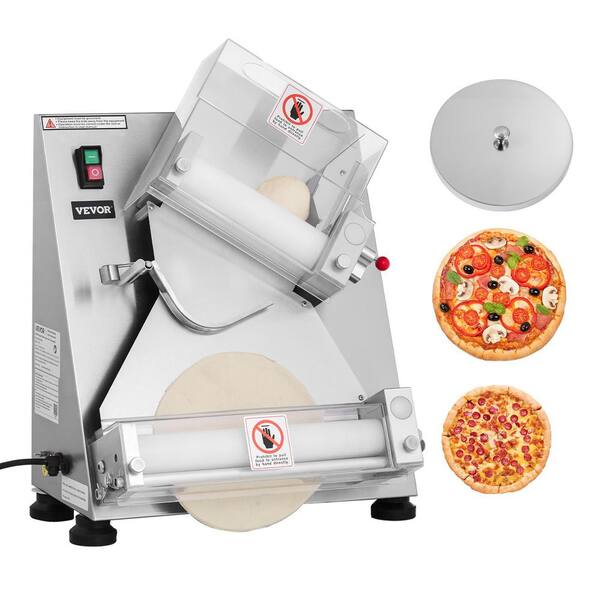 Pizza Dough Roller Sheeter, 3-14 In. Stainless Steel, Commercial Electric 370W, 260 pcs Per Hour, with Dough Press Lid