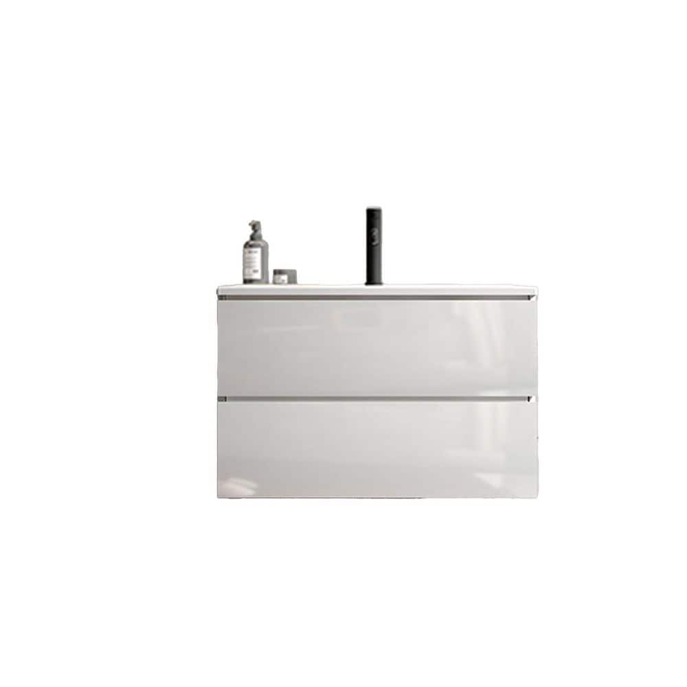29.94 in. Single Sink Wall-Mounted Floating White Bath Vanity with White Ceramic Top price history on PriceWatchPro